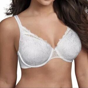 Playtex Gorgeous Lace Embroidered Underwire Support Bra White Style 7576 Sz 44D